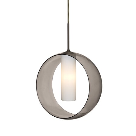 Besa Lighting Plato Cord Pendant, Smoke/Opal, Bronze Finish, 1x5W LED 1JT-PLATOSM-LED-BR